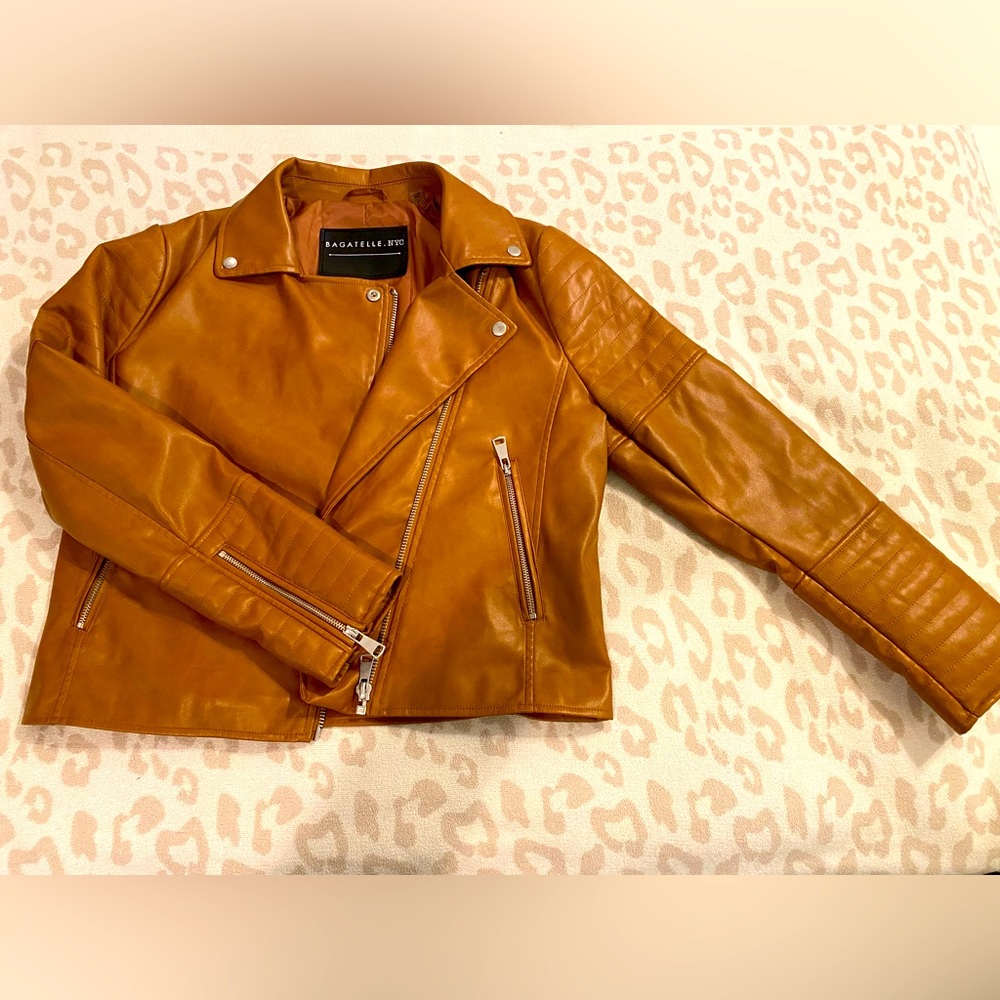 Caramel Colored Faux leather light weight  jacket